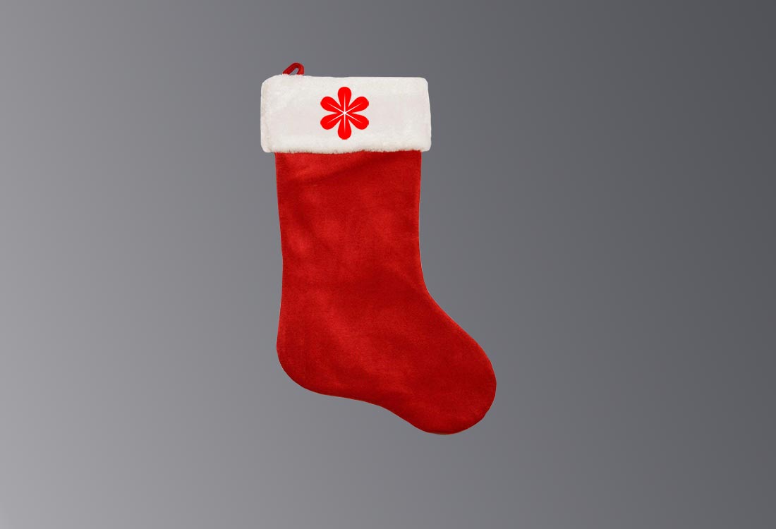 Новогодний носок для подарков на заказ с логотипом компании
