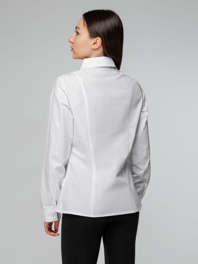 Рубашка женская с длинным рукавом Collar, белая , размер 42; 158-164 заказать под нанесение логотипа