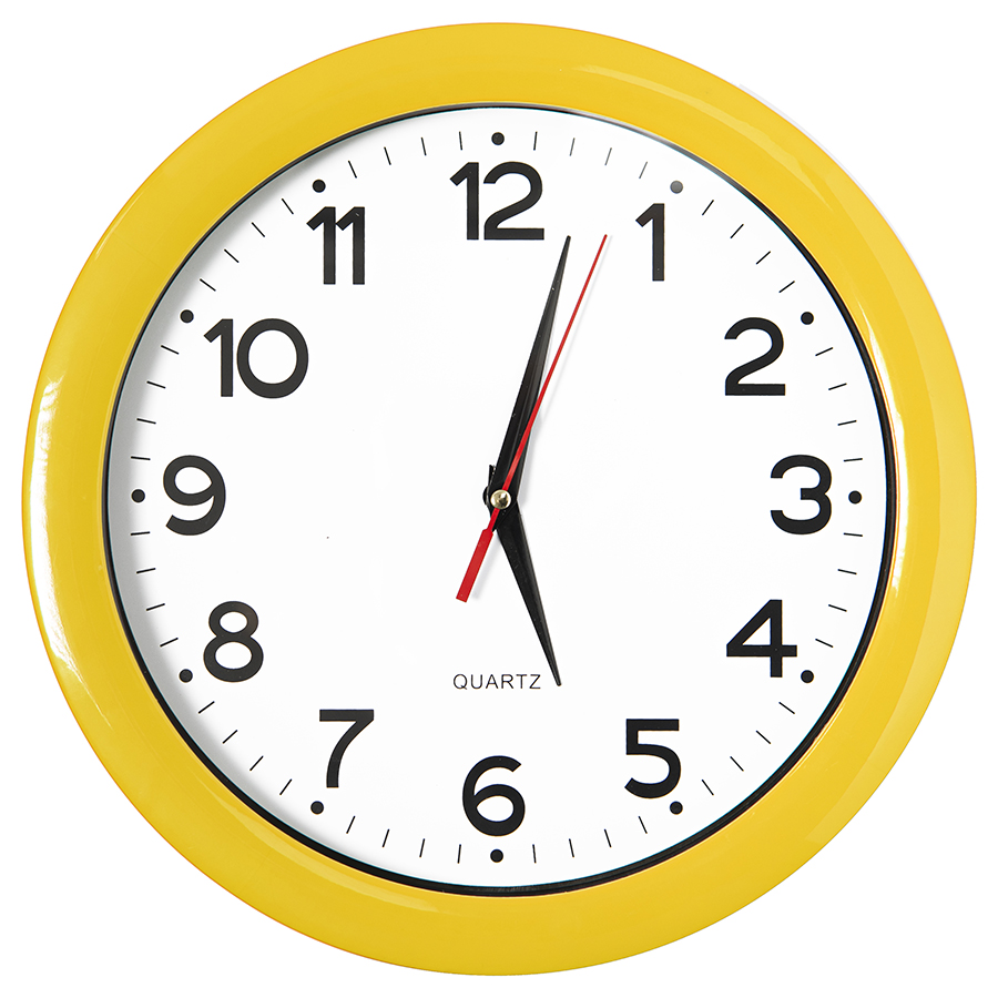 Часы настенные "ПРОМО" разборные; желтый,  D28,5 см; пластик на заказ с логотипом компании