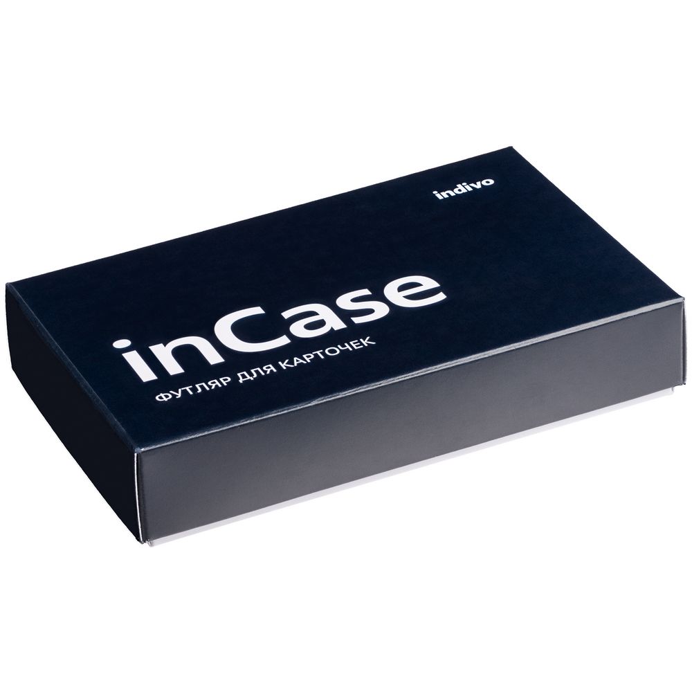 Футляр для карточек inCase, серый с синий оптом под нанесение