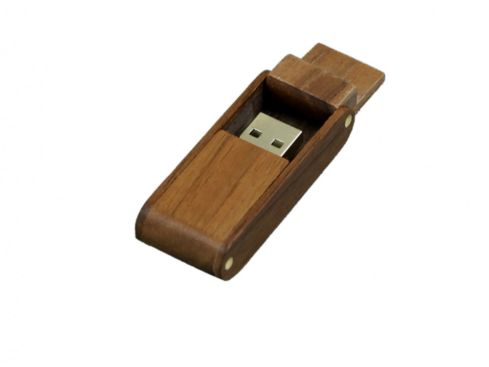 USB 2.0- флешка на 64 Гб прямоугольной формы с раскладным корпусом заказать под нанесение логотипа