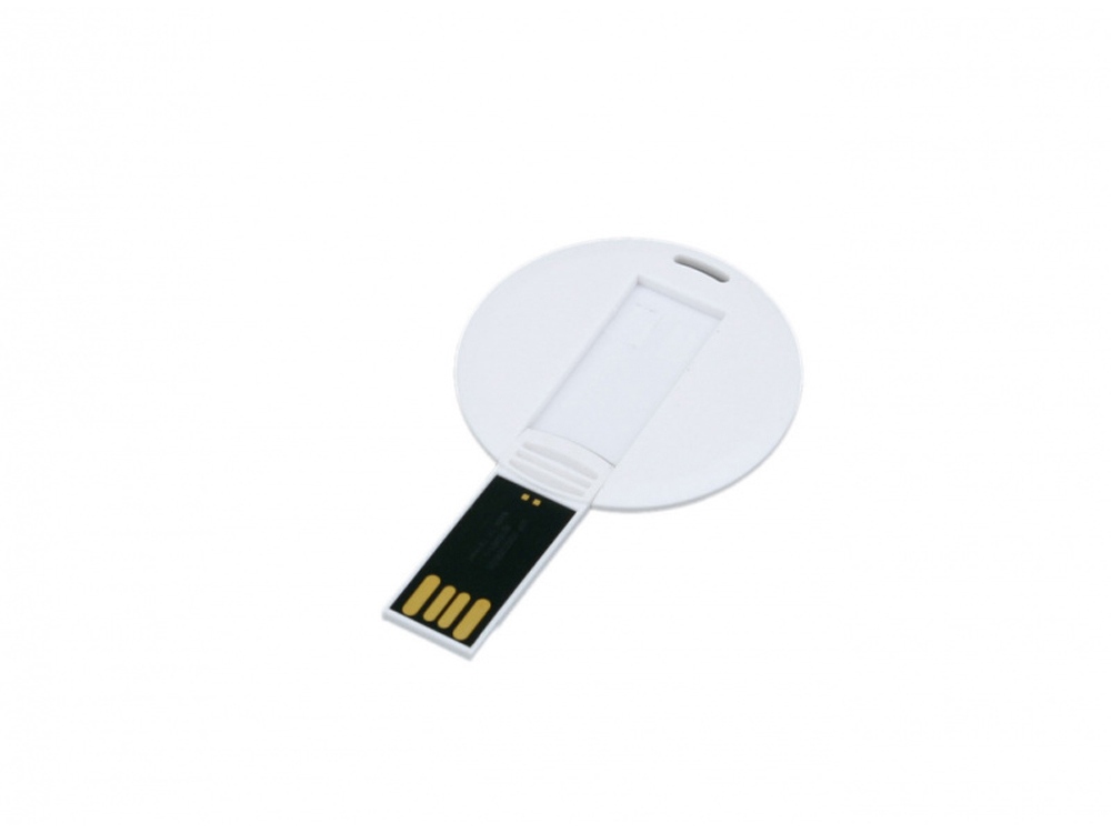 USB 2.0- флешка на 16 Гб в виде пластиковой карточки круглой формы заказать под нанесение логотипа