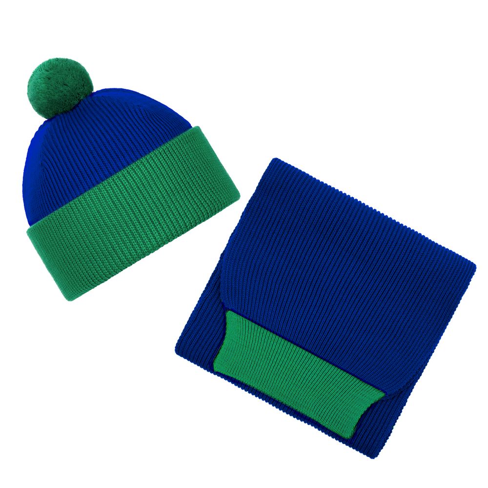 Шарф Snappy, синий с зеленым на заказ с логотипом компании