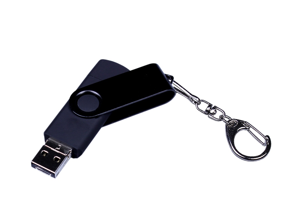 USB 2.0/micro USB/Type-С- флешка на 64 Гб 3-в-1 с поворотным механизмом на заказ с логотипом компании