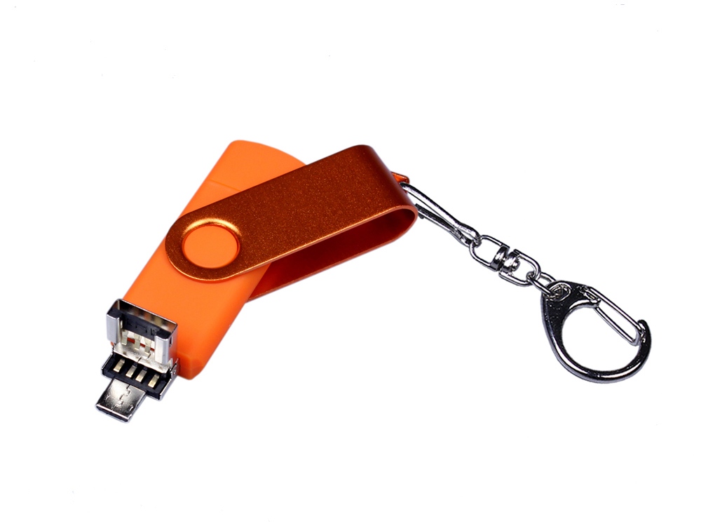 USB 3.0/micro USB/Type-C - флешка на 32 Гб 3-в-1 с поворотным механизмом на заказ с логотипом компании