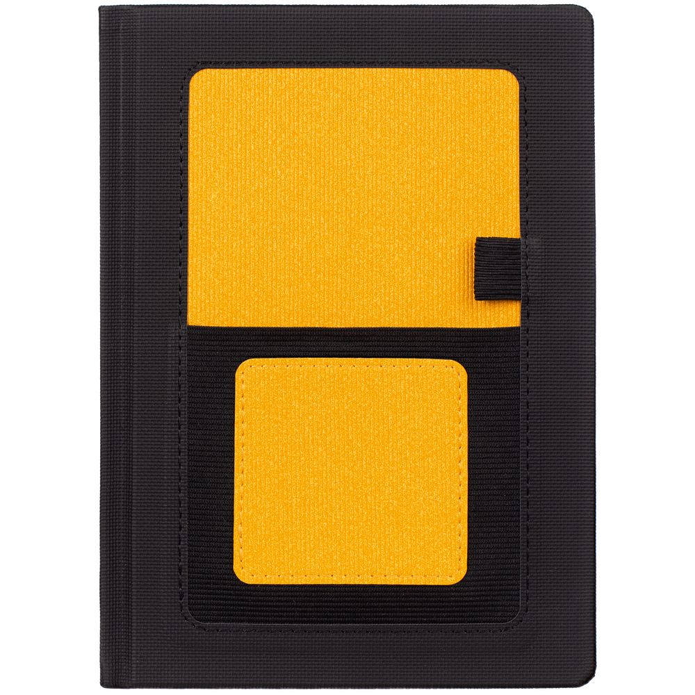 Ежедневник Mobile, недатированный, черный с желтым заказать под нанесение логотипа