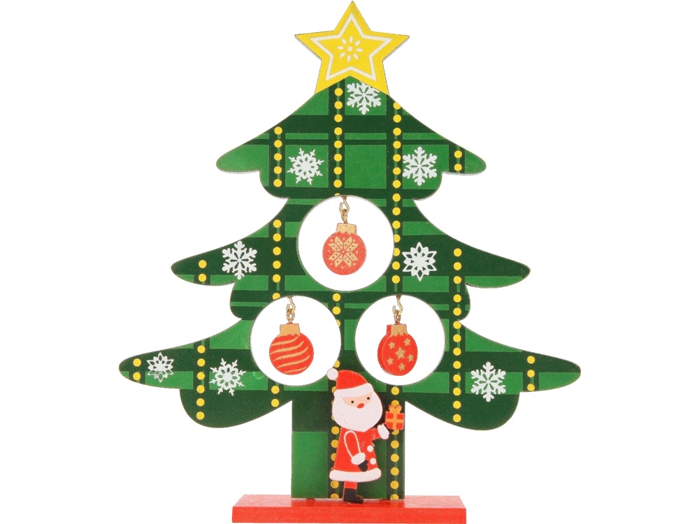 Декоративная елочка c игрушками и Дедом Морозом заказать под нанесение логотипа