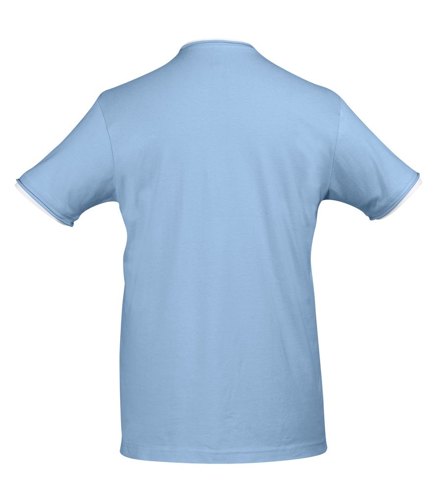Футболка мужская с контрастной отделкой Madison 170, голубой/белый, размер XL заказать под нанесение логотипа