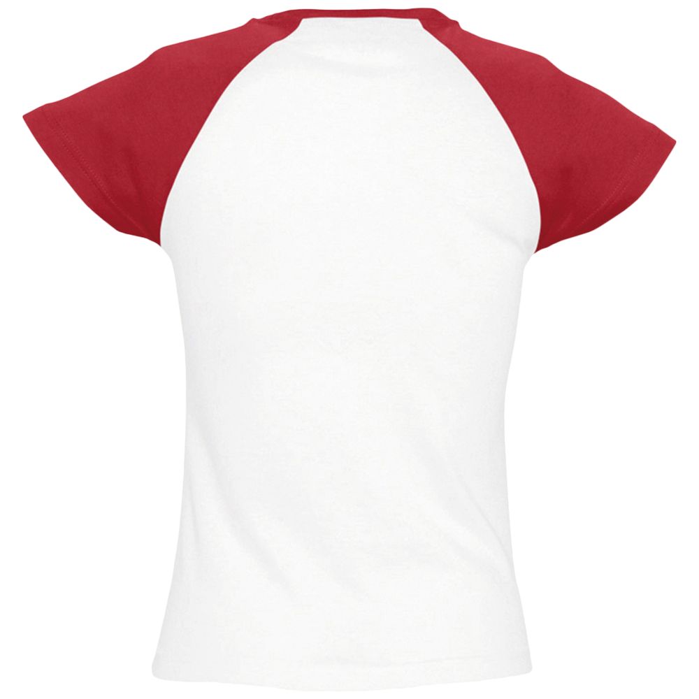Футболка женская Milky 150 белая с красным , размер S заказать под нанесение логотипа