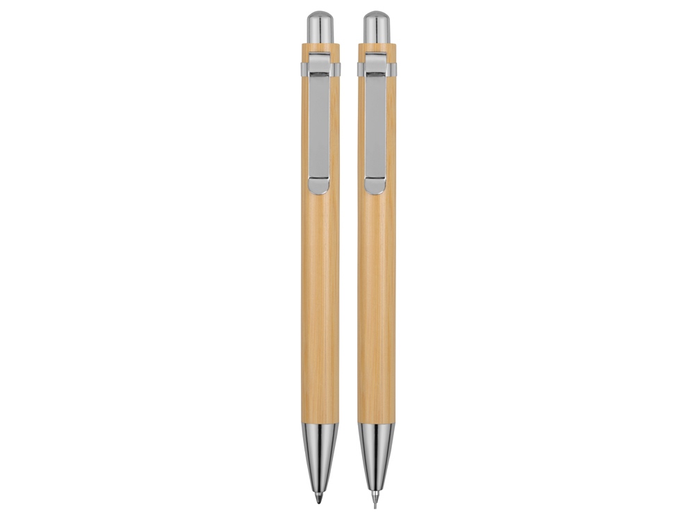 Набор «Bamboo»: шариковая ручка и механический карандаш на заказ с логотипом компании