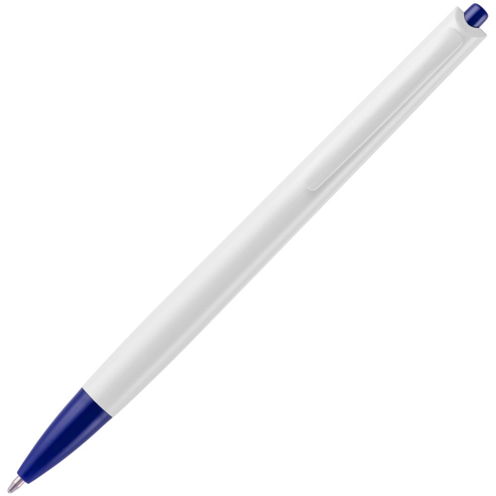 Ручка шариковая Tick, белая с синим заказать под нанесение логотипа