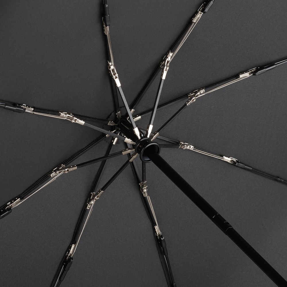 Зонт складной Steel, черный на заказ с логотипом компании