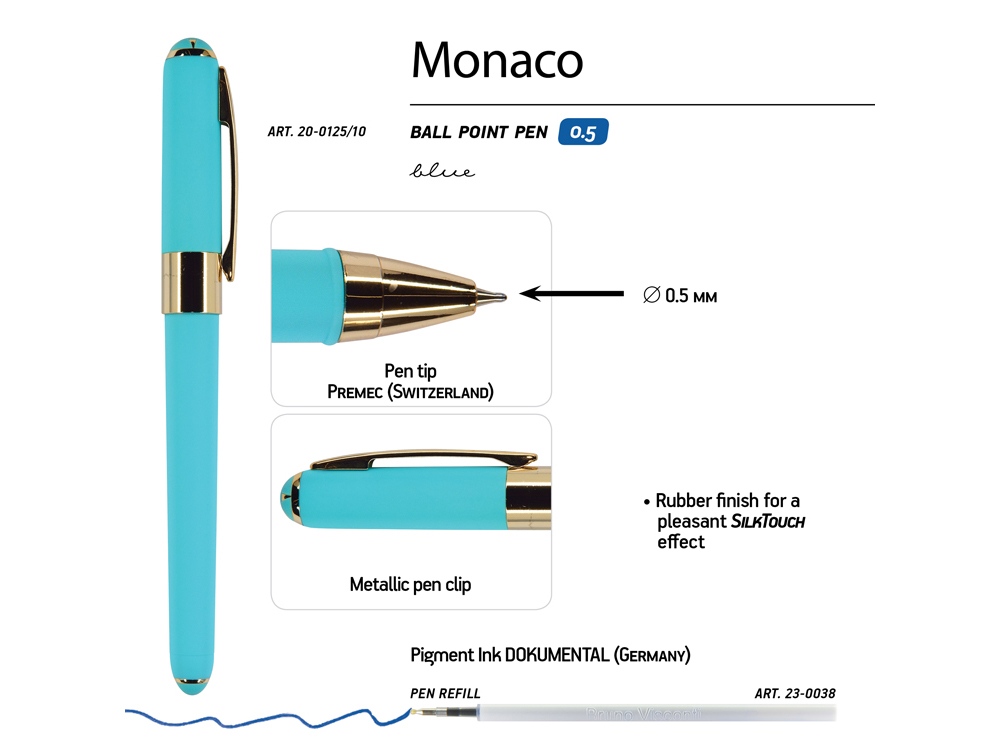 Ручка пластиковая шариковая «Monaco» с нанесением логотипа в Москве