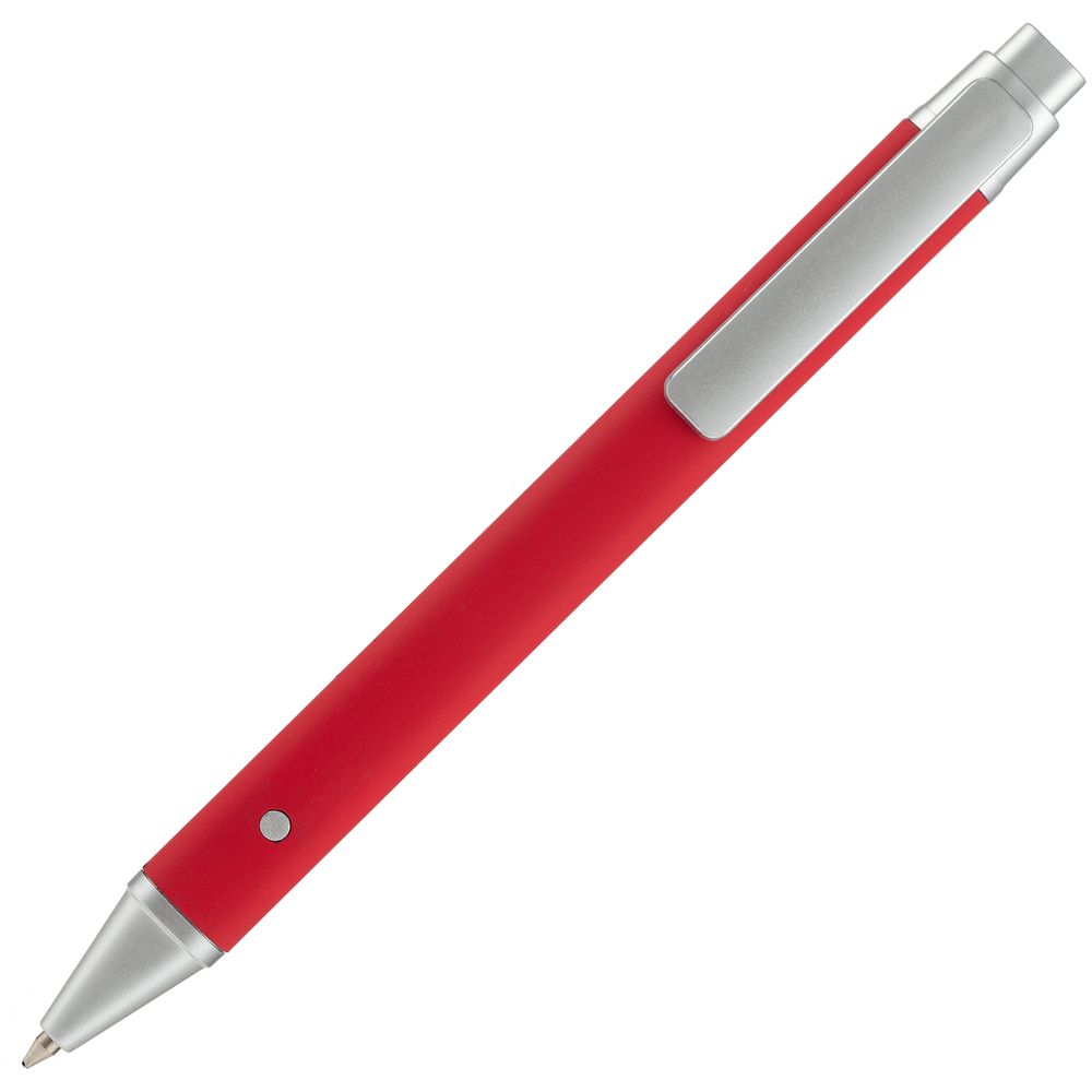 Ручка шариковая Button Up, красная с серебристым заказать под нанесение логотипа