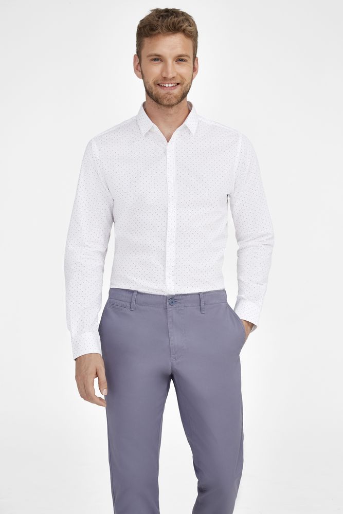 Рубашка мужская Becker Men, белая с темно-синим, размер XXL на заказ с логотипом компании