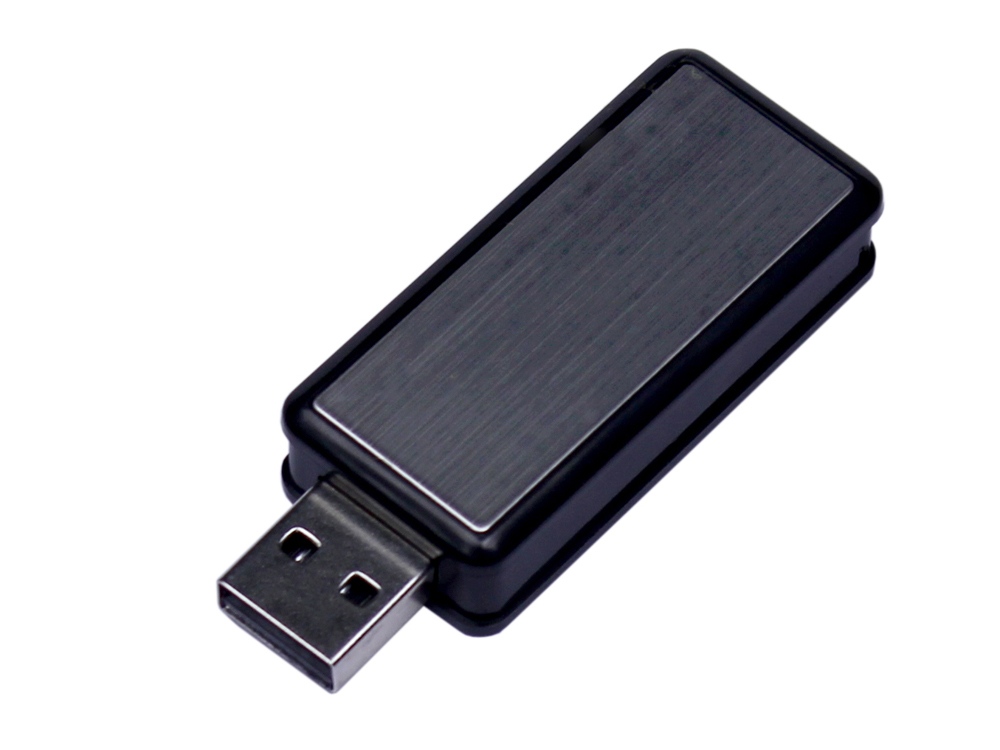 USB 2.0- флешка промо на 64 Гб прямоугольной формы, выдвижной механизм оптом под нанесение
