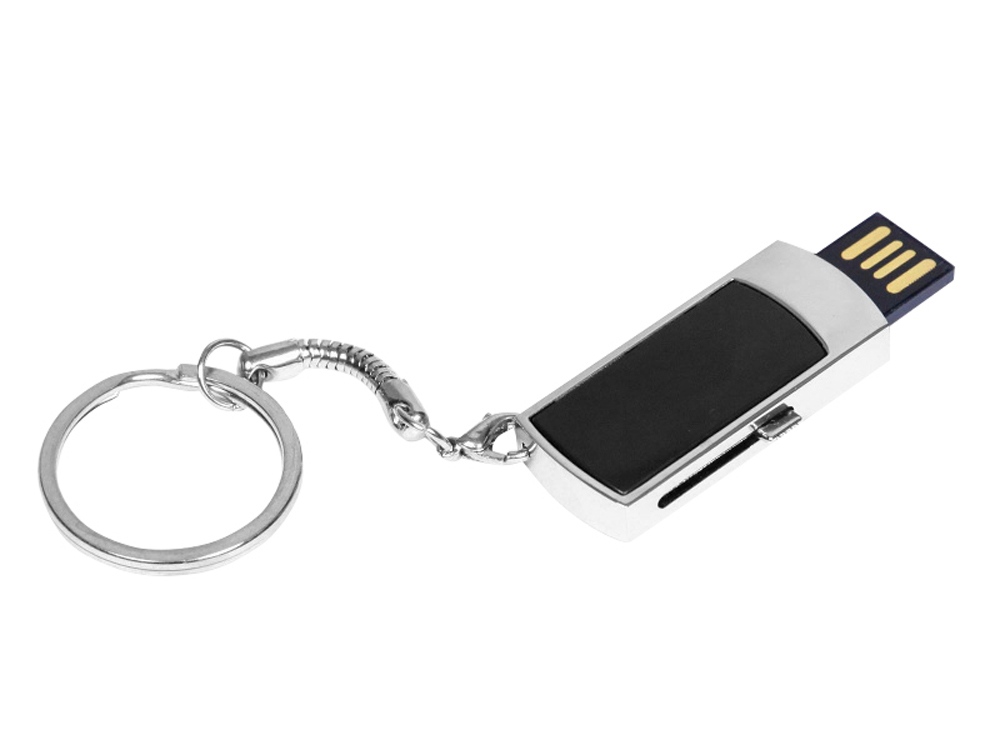 USB 2.0- флешка на 16 Гб с выдвижным механизмом и мини чипом с нанесением логотипа в Москве