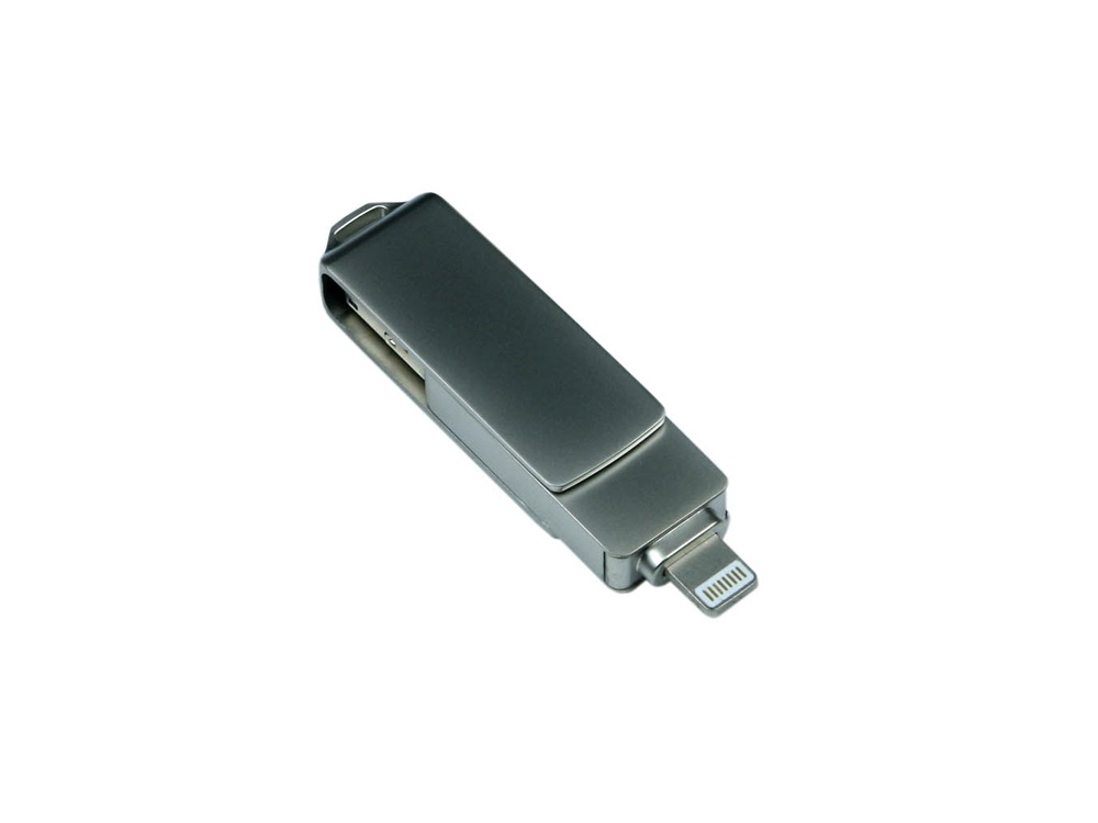 USB 3.0/micro USB/Lightning- флешка на 64 Гб с поворотным механизмом заказать под нанесение логотипа