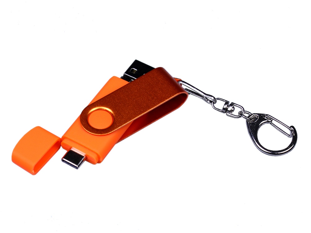 USB 2.0/micro USB/Type-С- флешка на 64 Гб 3-в-1 с поворотным механизмом заказать под нанесение логотипа
