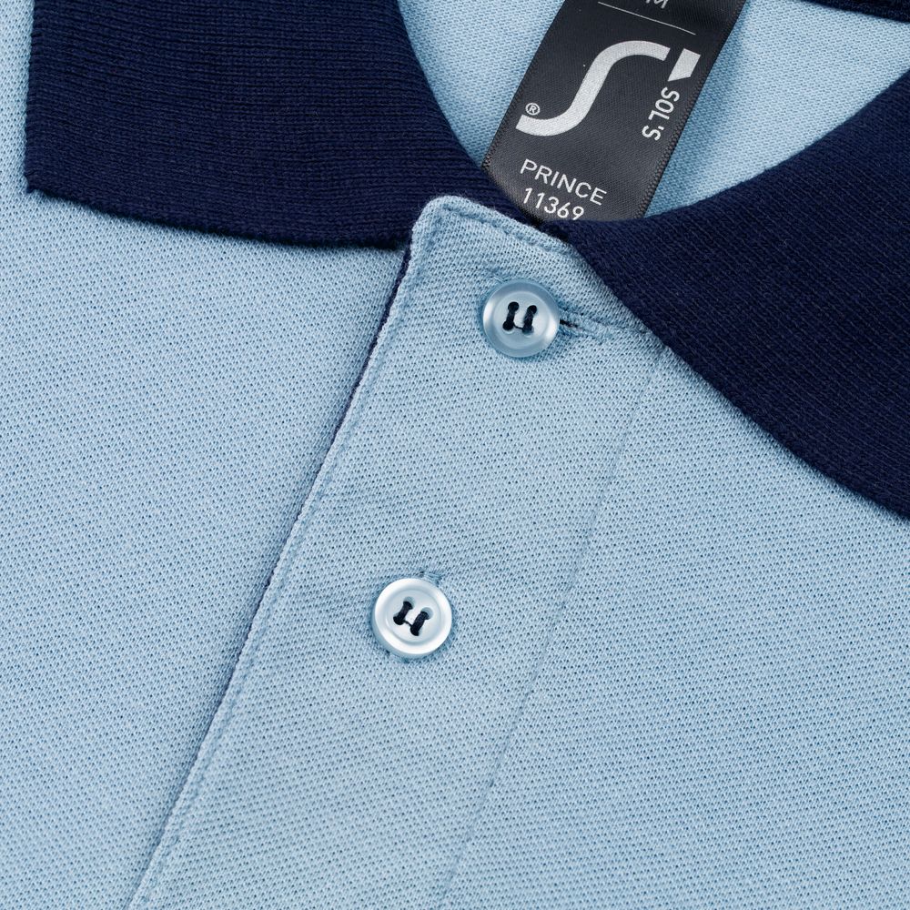 Рубашка поло Prince 190 голубая с темно-синим, размер XS заказать под нанесение логотипа