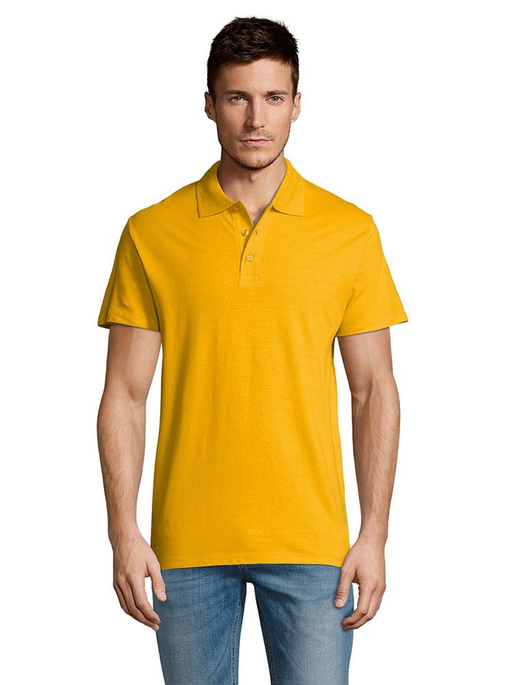 Рубашка поло мужская Summer 170 желтая, размер XS с нанесением логотипа в Москве