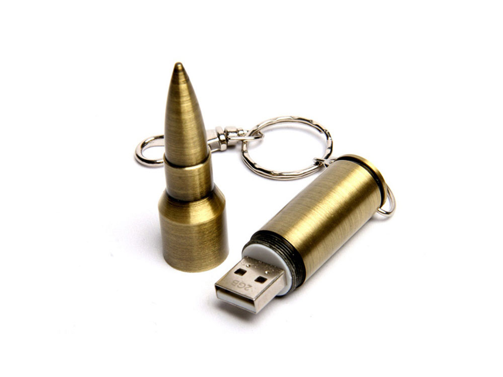 USB 3.0- флешка на 128 Гб в виде патрона от АК-47 заказать под нанесение логотипа