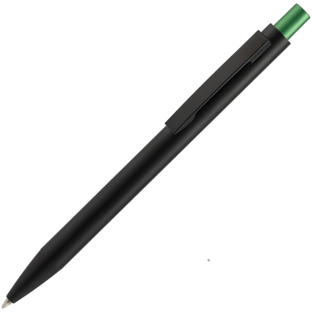 Ручка шариковая Chromatic, черная с зеленым оптом под нанесение
