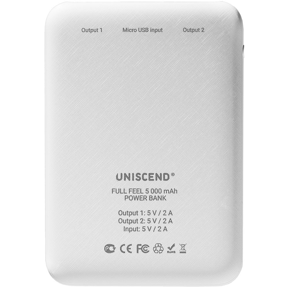 Внешний аккумулятор Uniscend Full Feel 5000 мАч, белый с нанесением логотипа в Москве