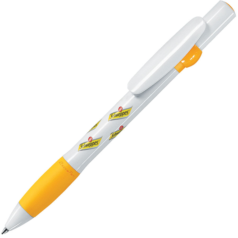 ALLEGRA, ручка шариковая, желтый/белый, пластик оптом под нанесение