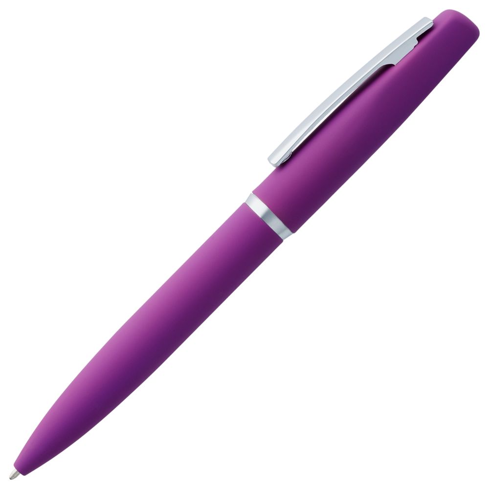 Ручка шариковая Bolt Soft Touch, фиолетовая с нанесением логотипа в Москве
