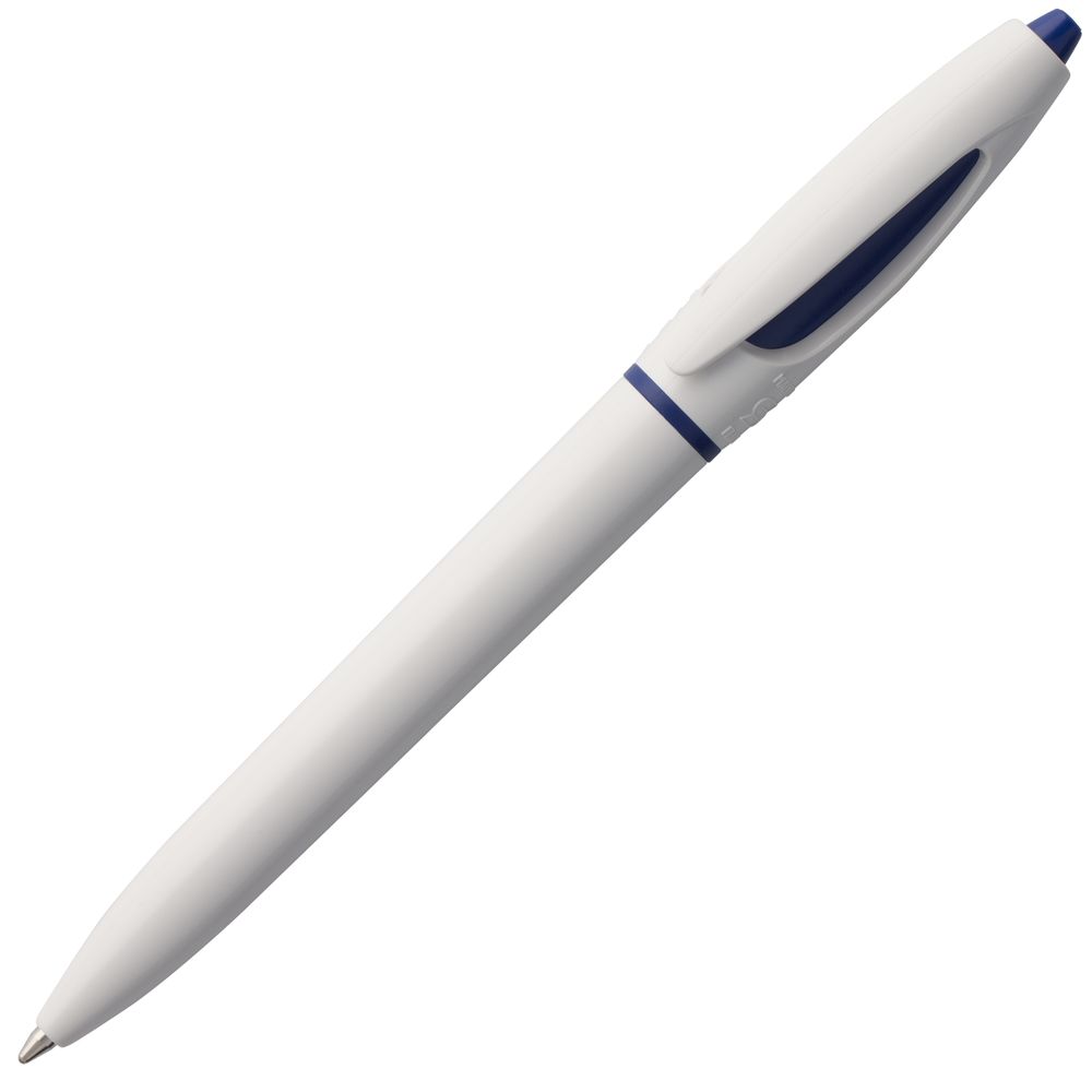 Ручка шариковая S! (Си), белая с темно-синим оптом под нанесение