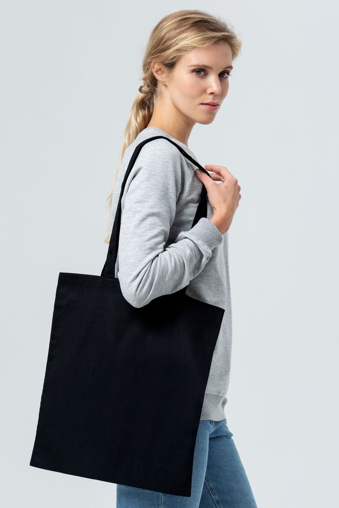 Холщовая сумка Basic 105, черная на заказ с логотипом компании