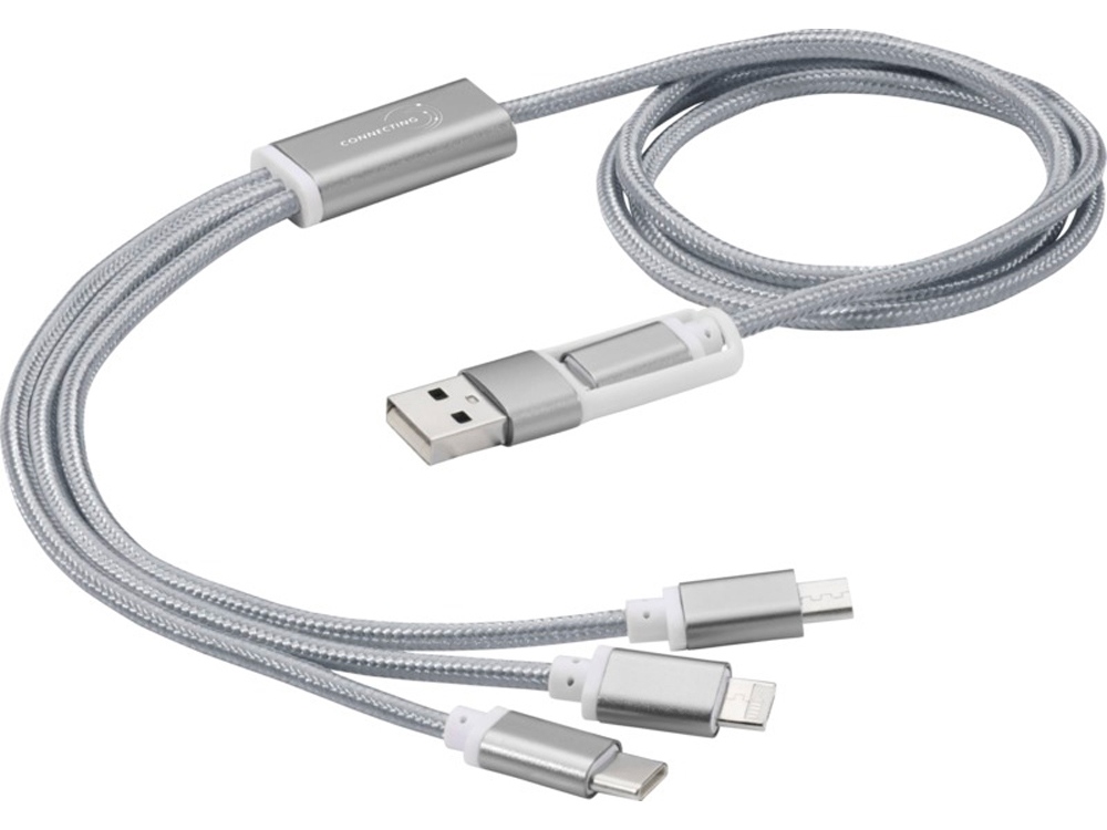 Универсальный зарядный кабель 3-в-1 с двойным входом на заказ с логотипом компании