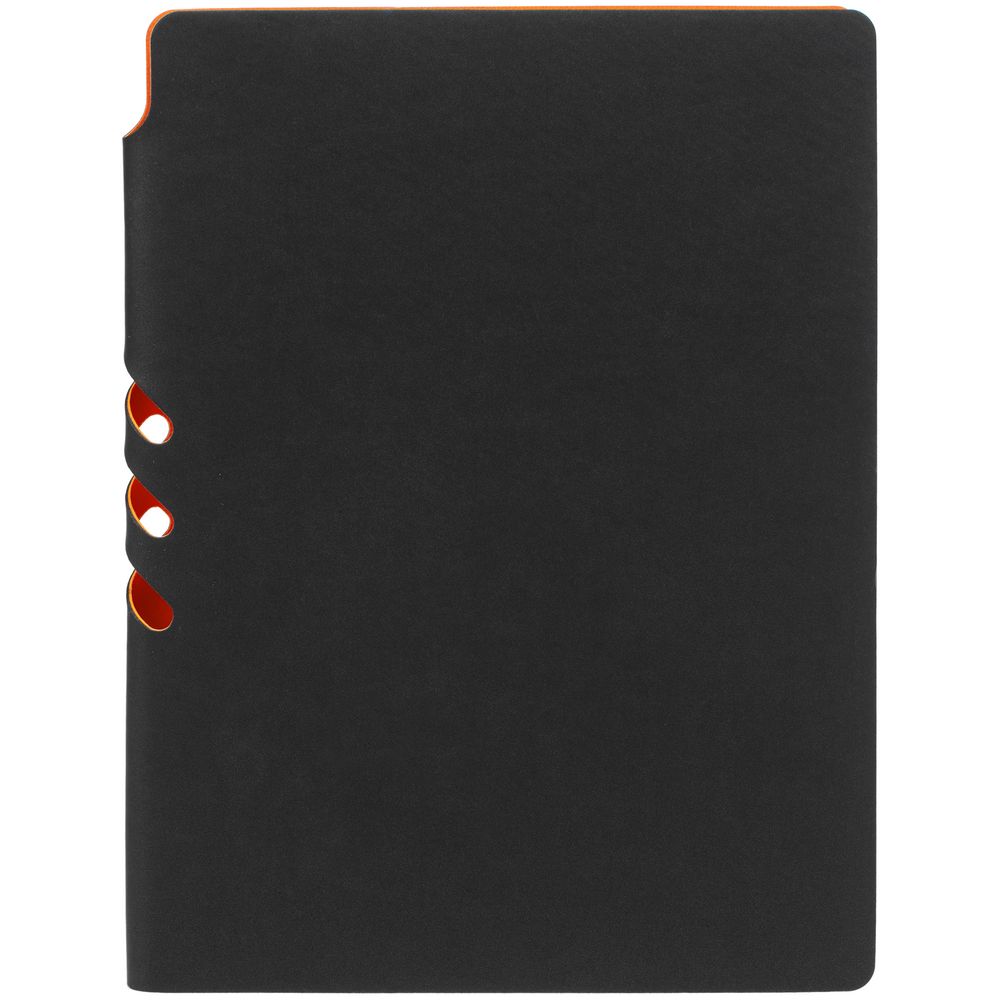 Ежедневник Flexpen Black, недатированный, черный со светло-оранжевым на заказ с логотипом компании