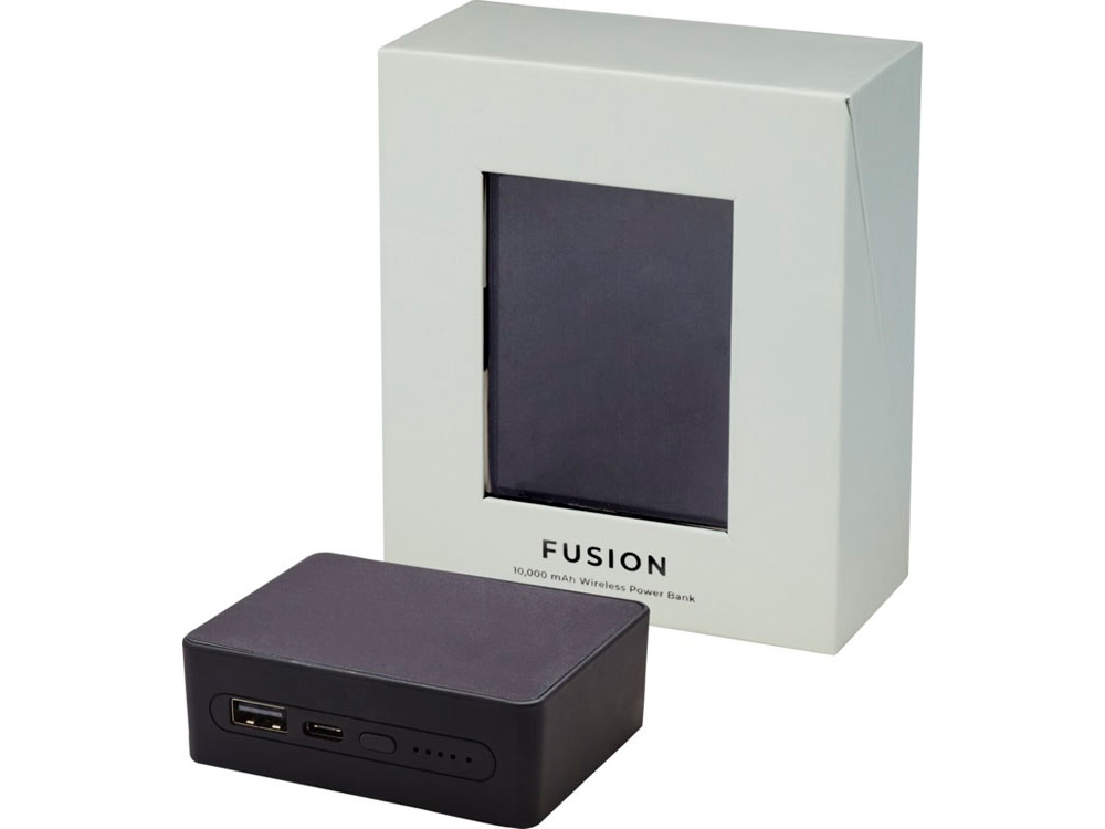 Беспроводной внешний аккумулятор «Fusion», 10000 mAh на заказ с логотипом компании
