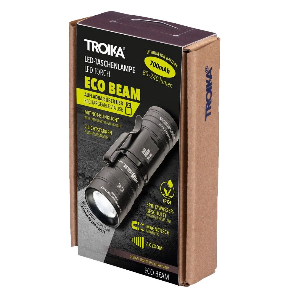 Аккумуляторный фонарь Eco Beam, черный заказать под нанесение логотипа