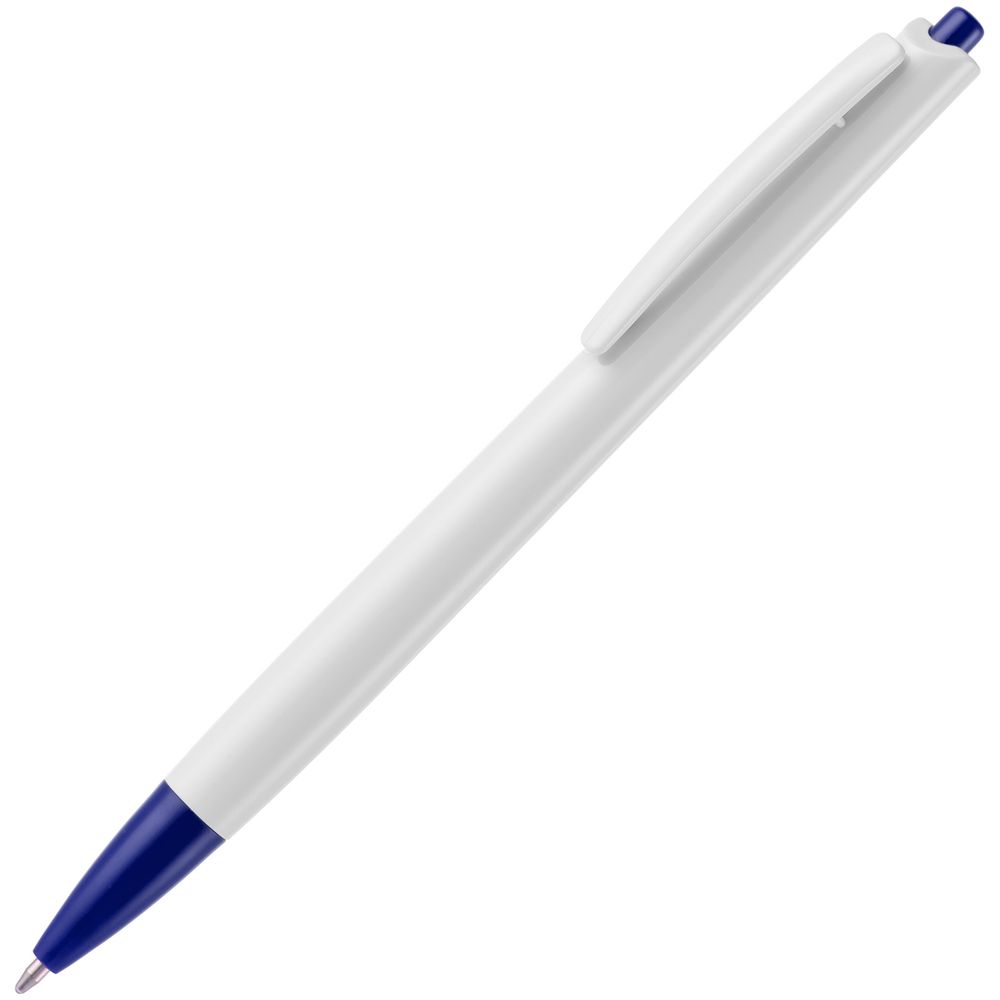 Ручка шариковая Tick, белая с синим оптом под нанесение