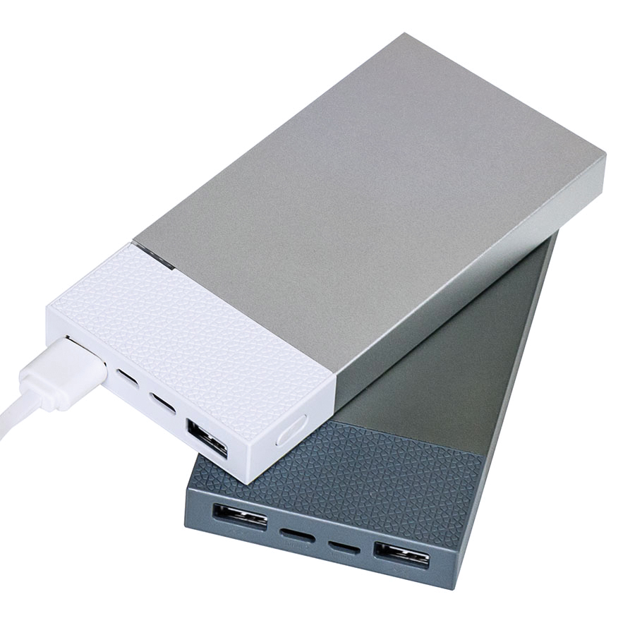 Универсальный аккумулятор "Slim Pro" (10000mAh),белый, 13,8х6,7х1,5 см,пластик,металл на заказ с логотипом компании