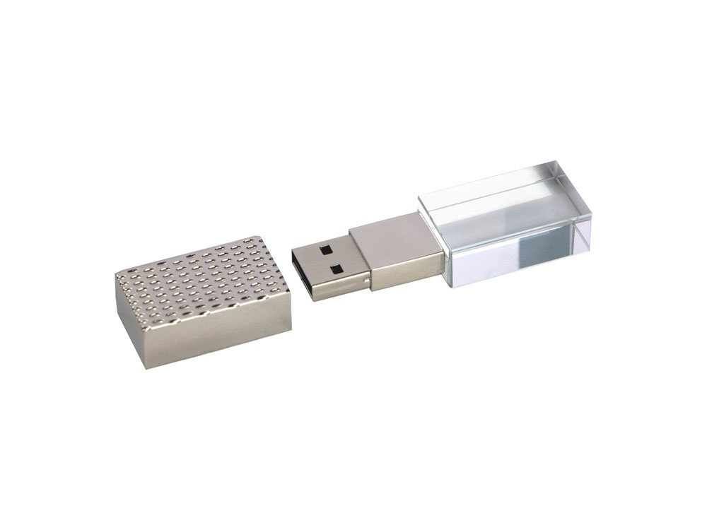 USB 2.0- флешка на 16 Гб кристалл в металле заказать под нанесение логотипа