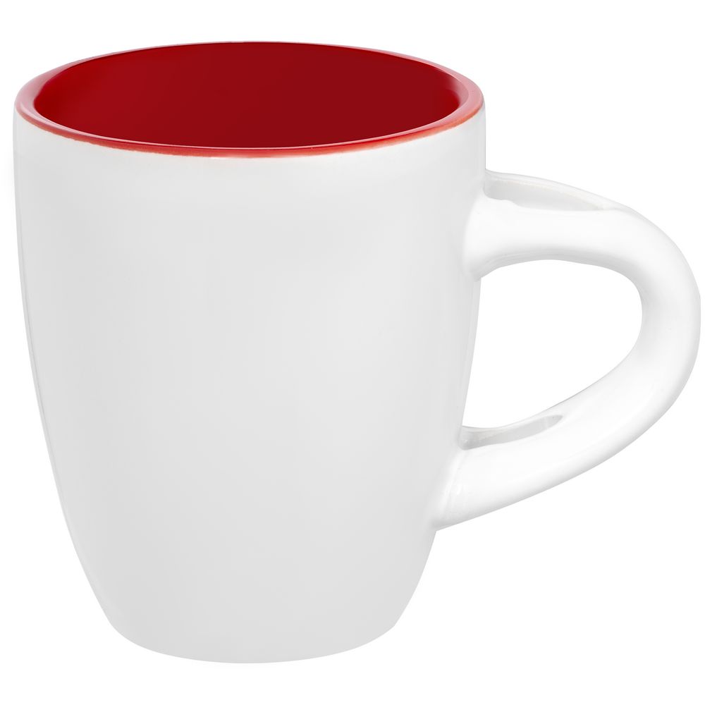 Кофейная кружка Pairy с ложкой, красная с белой с нанесением логотипа в Москве