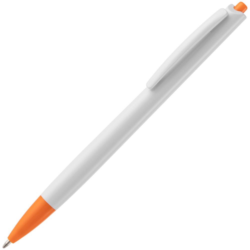 Ручка шариковая Tick, белая с оранжевым оптом под нанесение