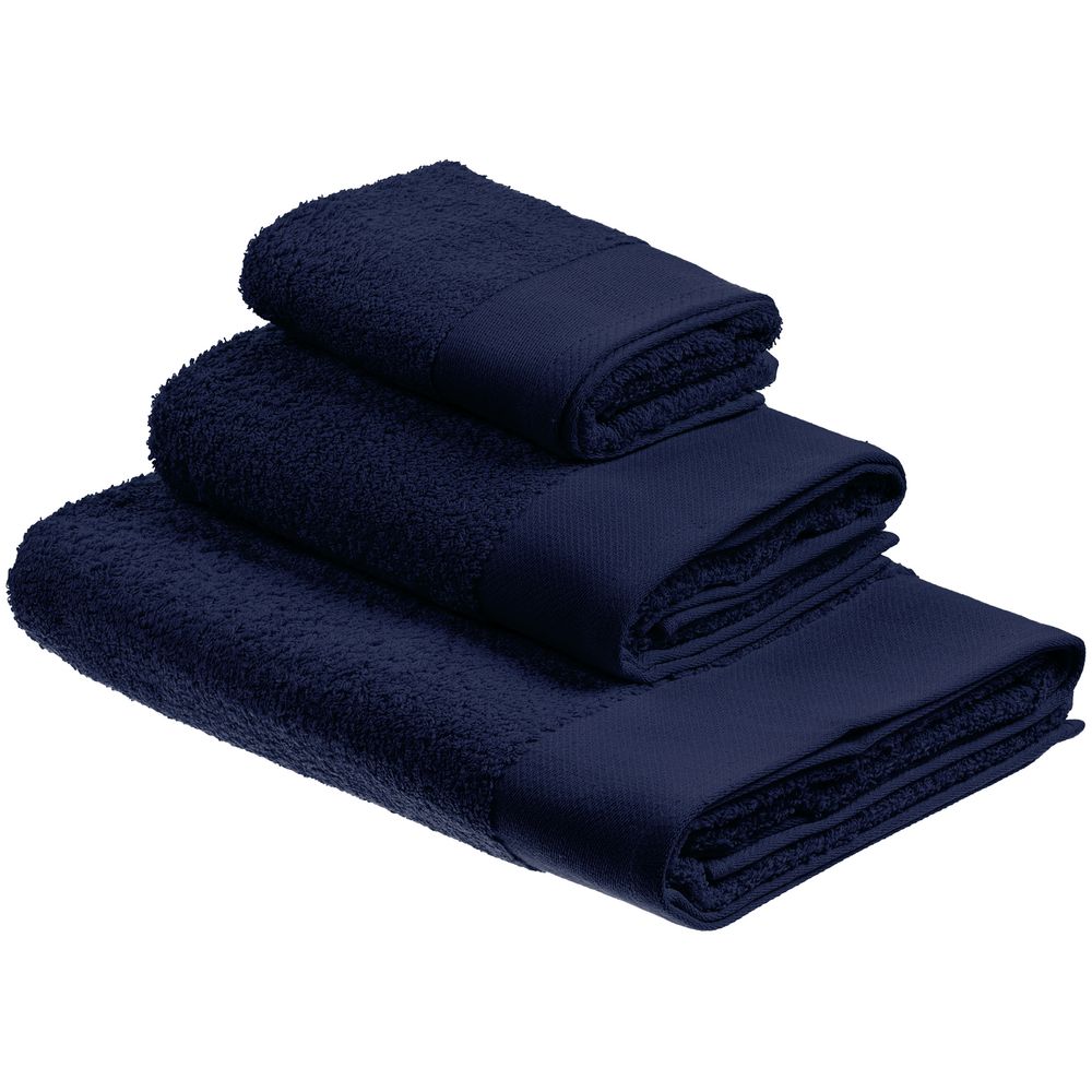 Полотенце Odelle, большое, темно-синее на заказ с логотипом компании