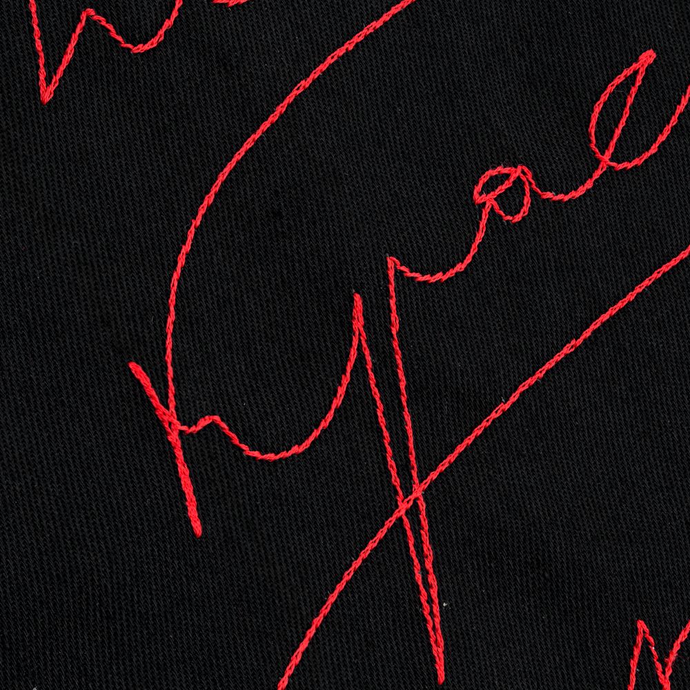 Холщовая сумка с вышивкой «Тонкая красная линия», черная заказать под нанесение логотипа