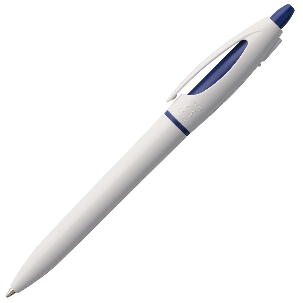 Ручка шариковая S! (Си), белая с темно-синим заказать под нанесение логотипа