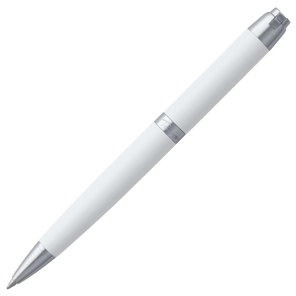 Ручка шариковая Razzo Chrome, белая с нанесением логотипа в Москве