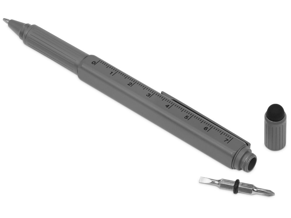 Ручка-стилус металлическая шариковая «Tool» с уровнем и отверткой на заказ с логотипом компании