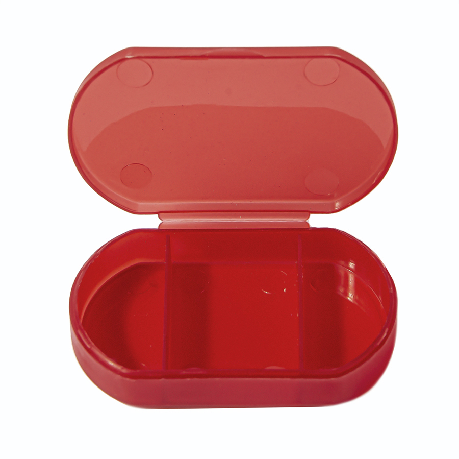 Витаминница TRIZONE, 3 отсека; 6 x 1.3 x 3.9 см; пластик, красная на заказ с логотипом компании