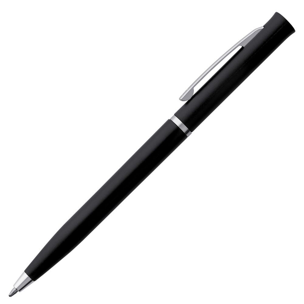 Ручка шариковая Euro Chrome, черная с нанесением логотипа в Москве