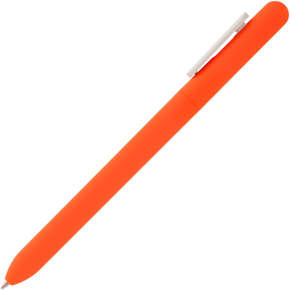 Ручка шариковая Swiper Soft Touch, неоново-оранжевая с белым на заказ с логотипом компании