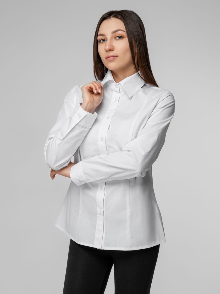 Рубашка женская с длинным рукавом Collar, белая , размер 42; 158-164 на заказ с логотипом компании